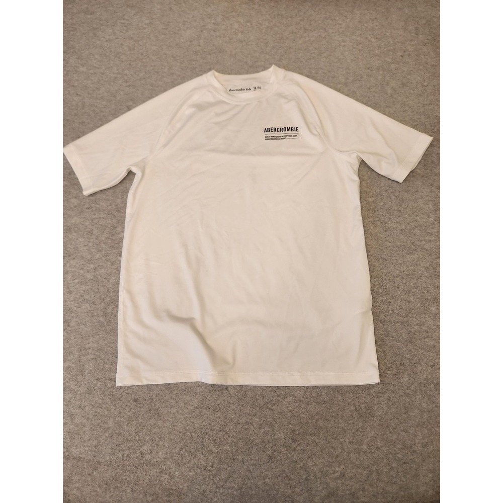 Abercrombie Kids Shirt Youth 13/14 White Performance Raglan Short‎ Sleeve Logo
